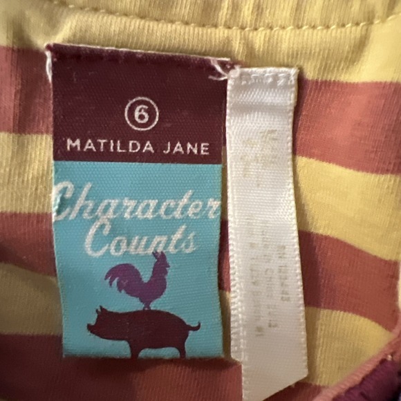 Matilda Jane Girl's Sz 6 Sailor Character Counts Tea Party Stripes Ruffle Top - Picture 7 of 7